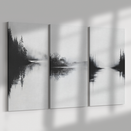 Charcoal Forest Sketch Canvas Set - Tranquil Wall Art Decor