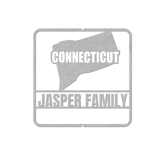 Connecticut Custom Metal Sign Wall Decor - Personalized Family Name