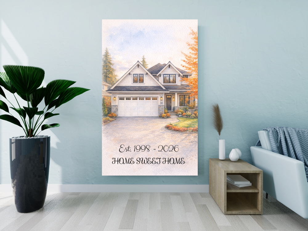 Custom Canvas Art Portrait - Watercolor House Painting