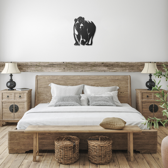 Metal wall decor featuring a bear image Wall Art AnywherePOD Black 36 Inch