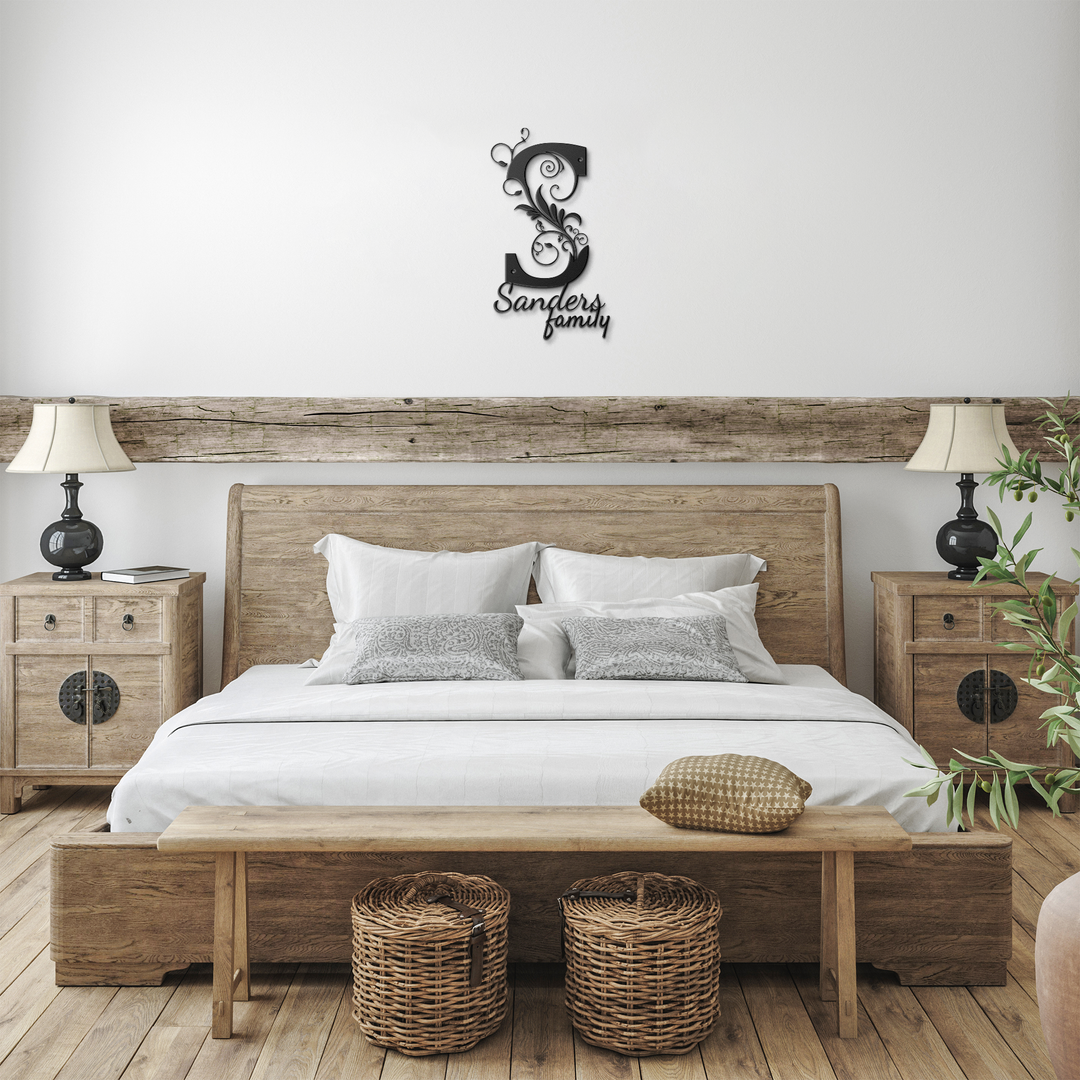 S monogram Personalized Metal Sign - Family Name Wall Art