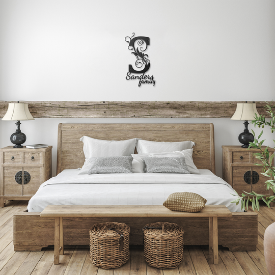 S monogram Personalized Metal Sign - Family Name Wall Art