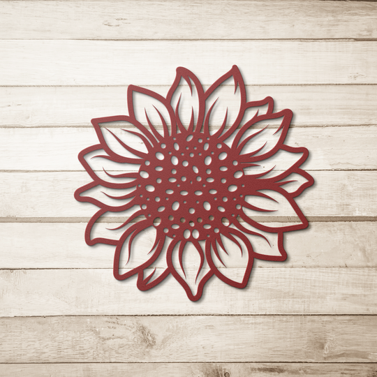 Metal wall decor with a sunflower image Wall Art AnywherePOD Red 36 Inch