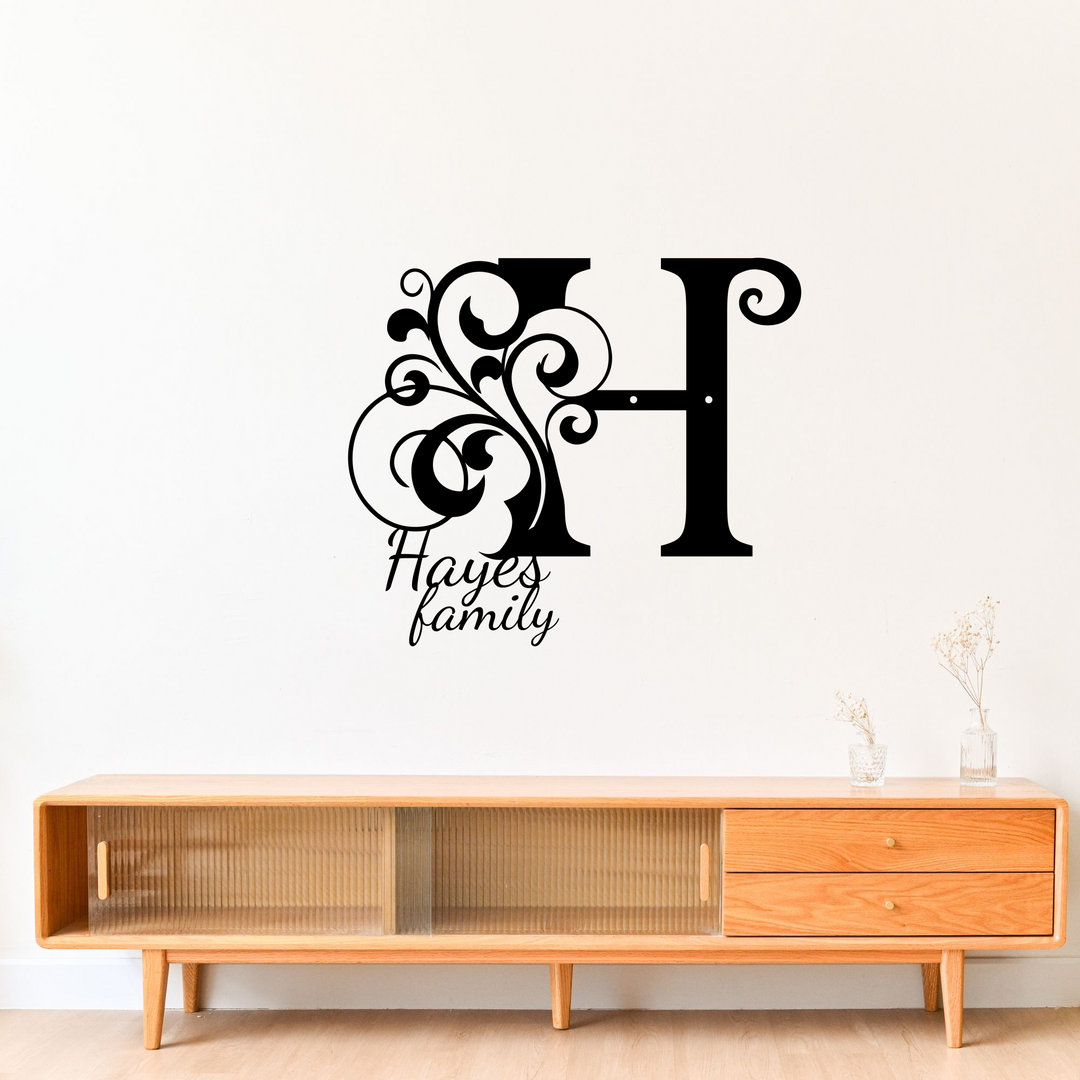 H metal monogram Personalized Metal Sign - Family Name Wall Art