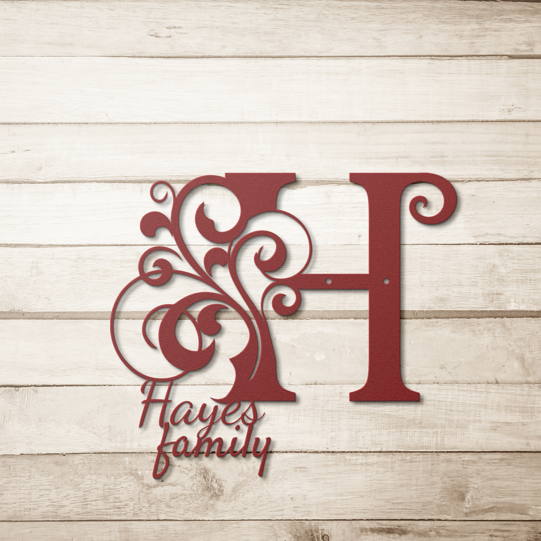 H metal monogram Personalized Metal Sign - Family Name Wall Art