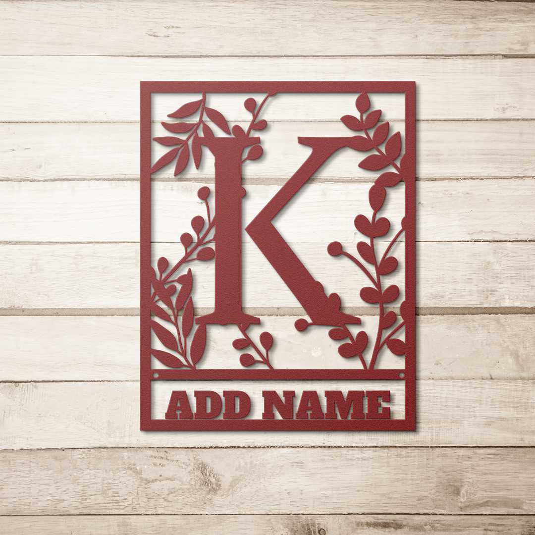 Die-Cut Metal Signs Floral monogram K