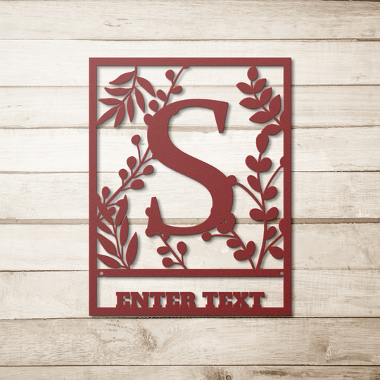 Die-Cut Metal Signs floral monogram S