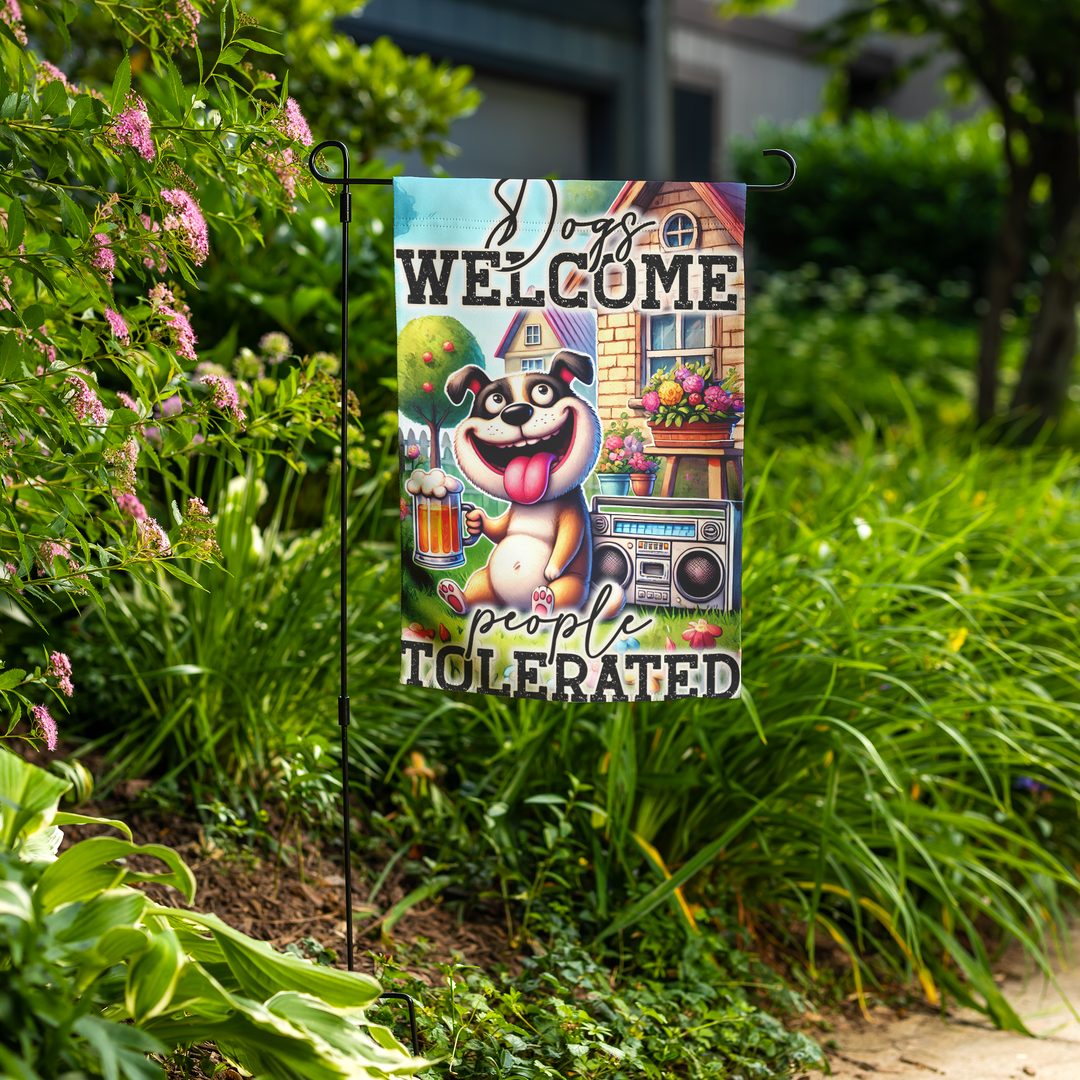 Funny Dog Garden Flag – Double Sided Humorous Yard Decor