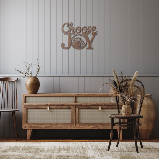 Choose Joy Metal Sign - Inspirational Farmhouse Wall Art