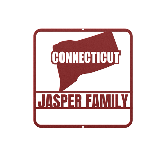 Connecticut Custom Metal Sign Wall Decor - Personalized Family Name
