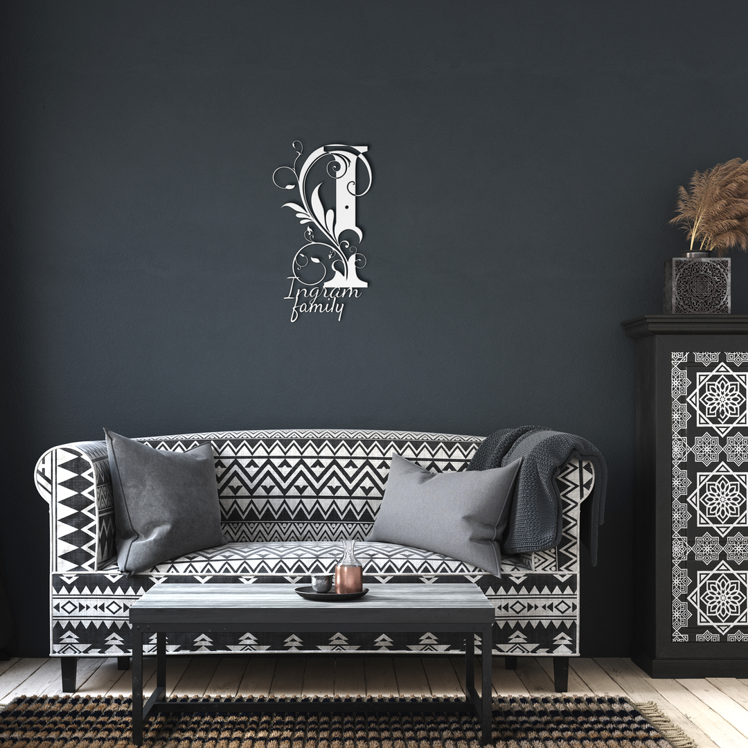 I metal monogram Personalized Metal Sign - Family Name Wall Art