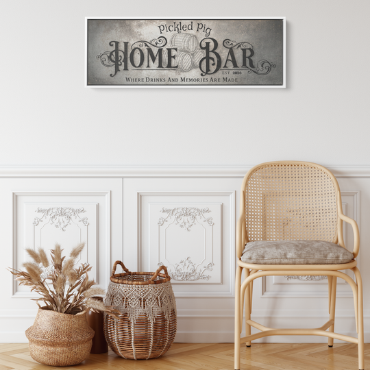 Personalized Home Bar Canvas Art - Vintage Rustic Charm