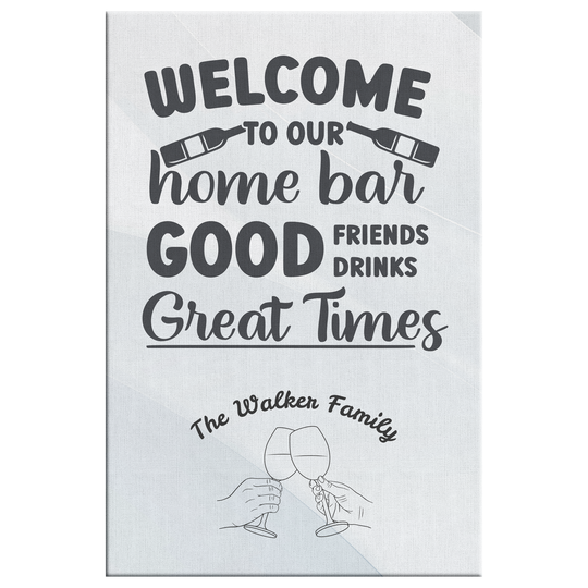 Personalized Home Bar Wall Art Canvas
