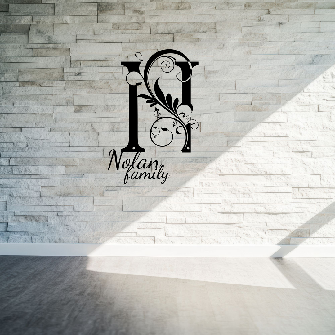 N monogram Personalized Metal Sign - Family Name Wall Art