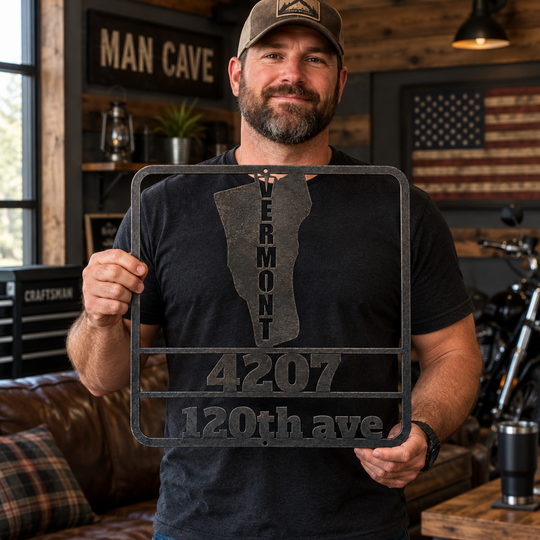 Personalized Vermont metal sign