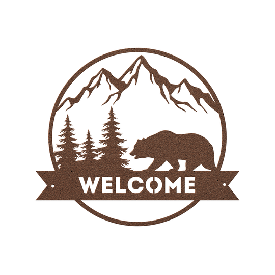 Metal Signs welcome sign with bear image Wall Art AnywherePOD