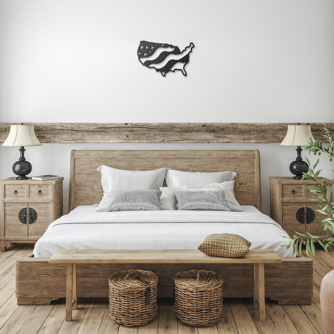 Metal USA Flag Wall Art - Patriotic Decor Steel Sign