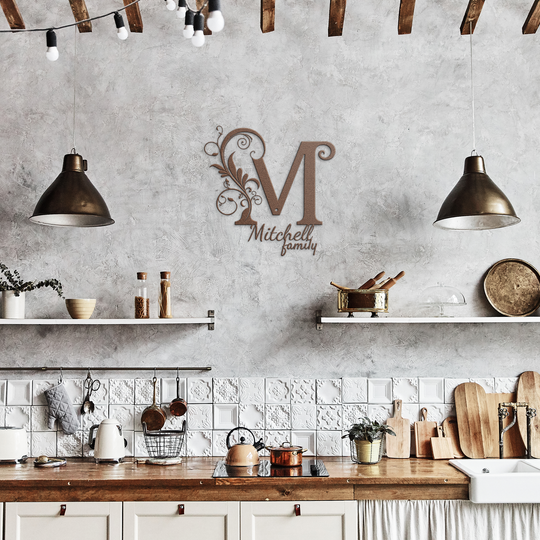 M metal monogram Personalized Metal Sign - Family Name Wall Art