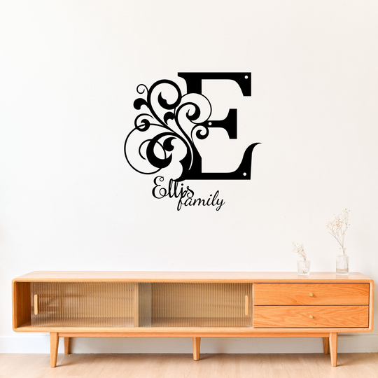 E monogram Personalized Metal Sign - Family Name Wall Art