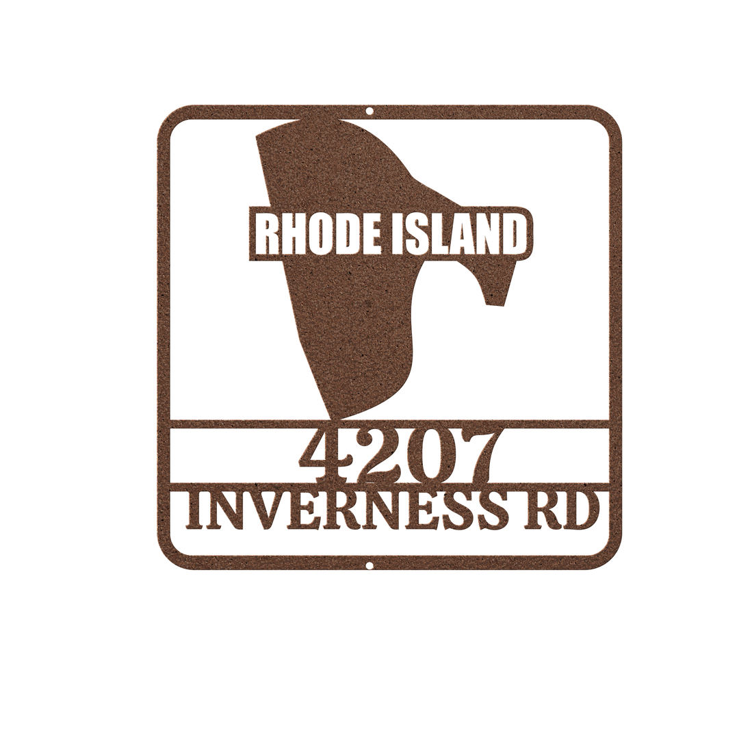 Rhode Island Custom Outdoor Metal Address Sign - Personalized Home Decor