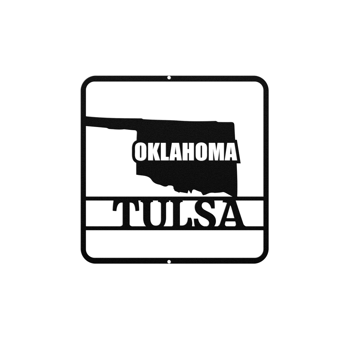 Oklahoma State Map Metal Wall Sign