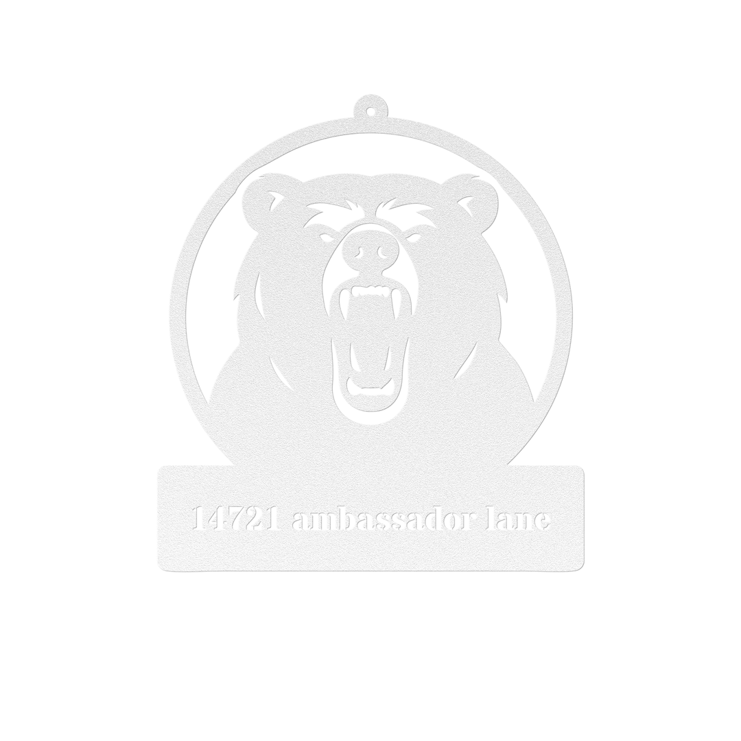 Bear Metal Sign Outdoor Decor - Custom House Nameplate