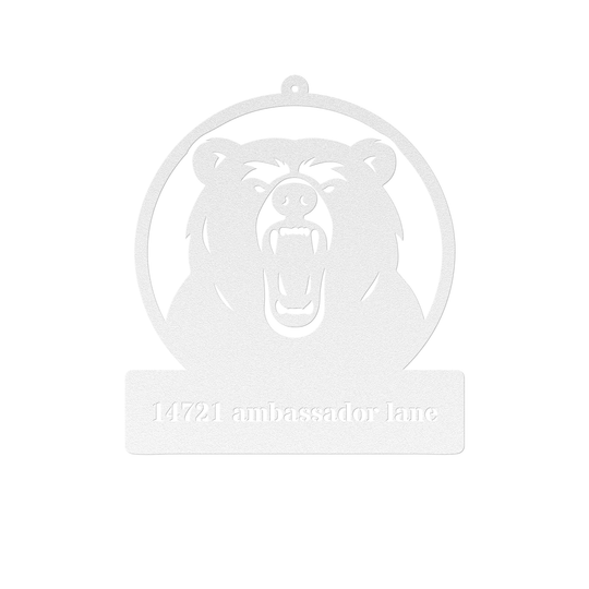 Bear Metal Sign Outdoor Decor - Custom House Nameplate
