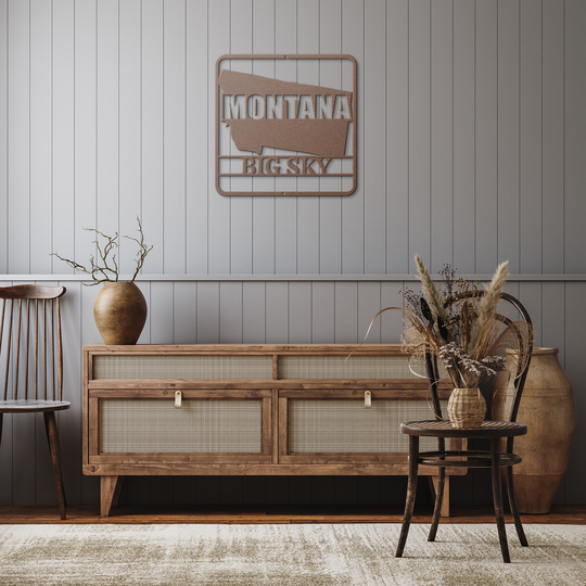 Die-Cut Metal Signs custom map of Montana PERSONALIZED