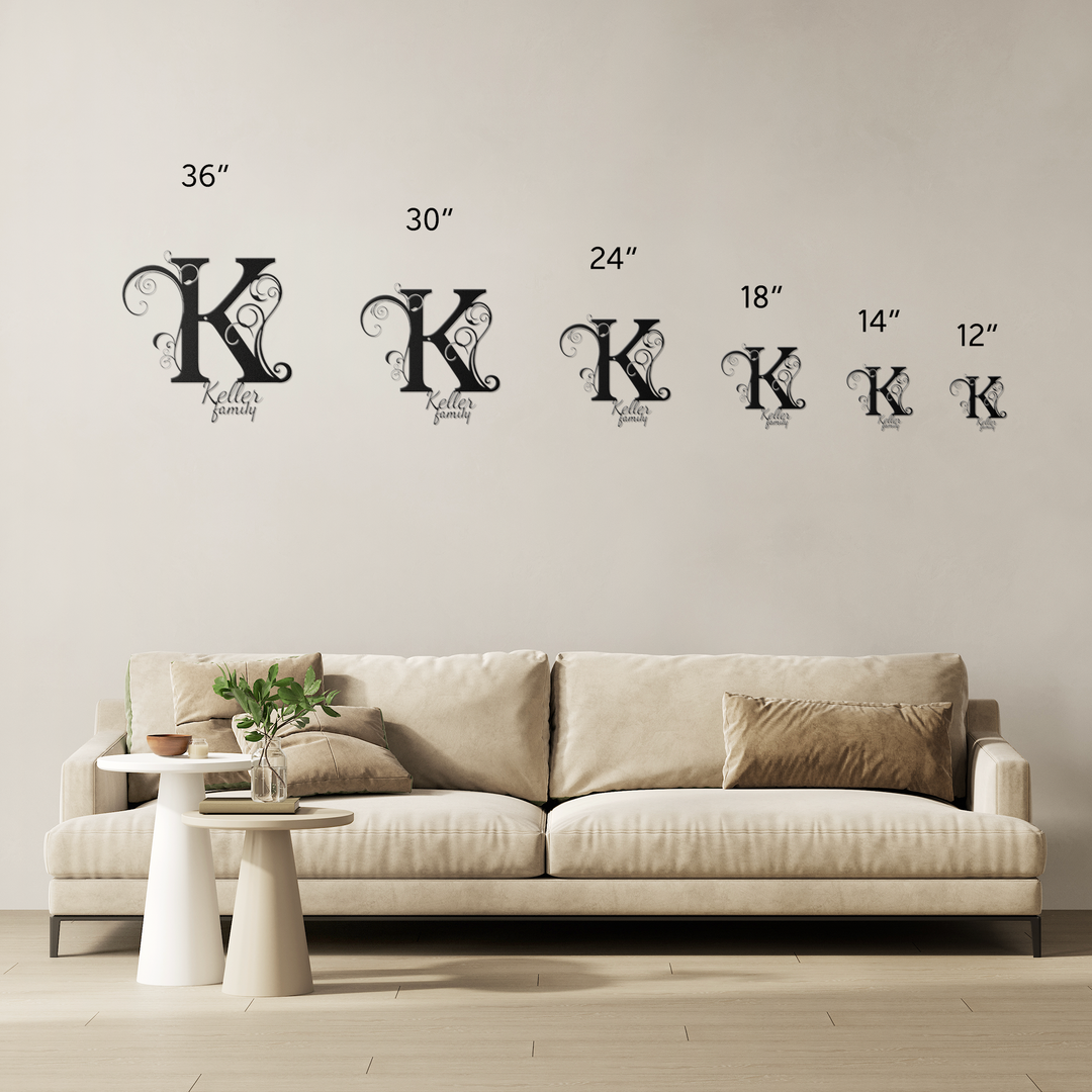 K monogram Personalized Metal Sign - Family Name Wall Art