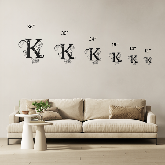 K monogram Personalized Metal Sign - Family Name Wall Art