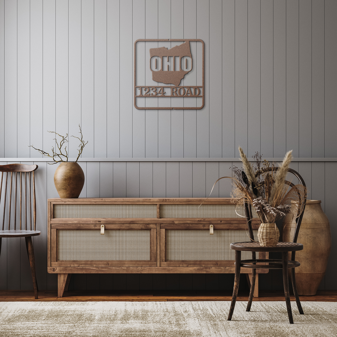 Custom Ohio Address Metal Wall Art for Home Decor