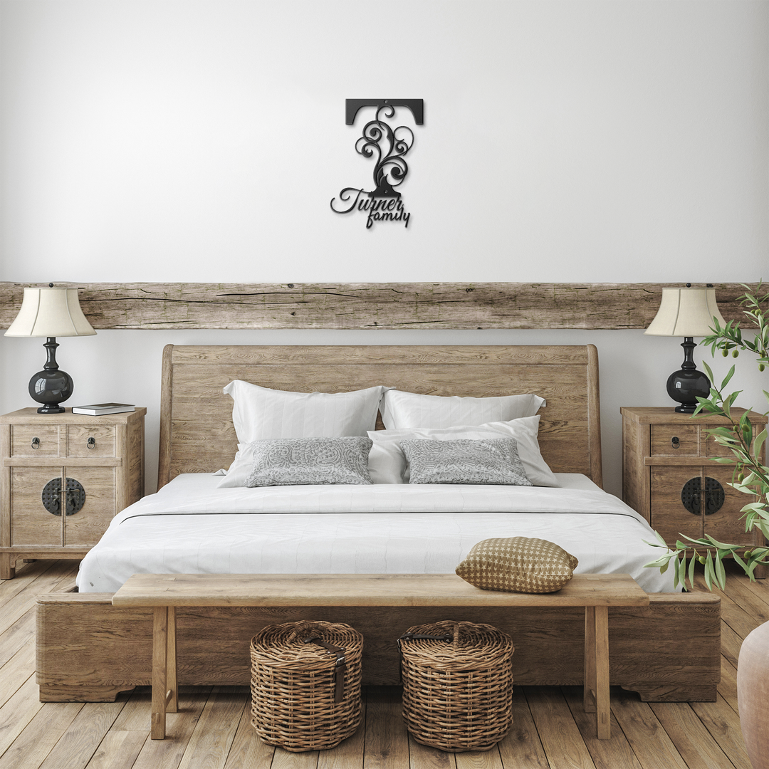 T monogram Personalized Metal Sign - Family Name Wall Art