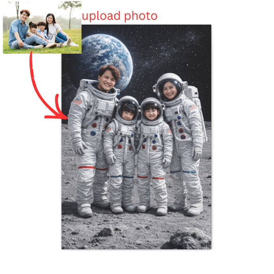 Custom Family Astronaut Portrait Canvas