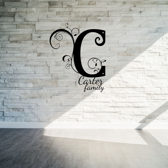 C MONOGRAM Personalized Metal Sign - Family Name Wall Art