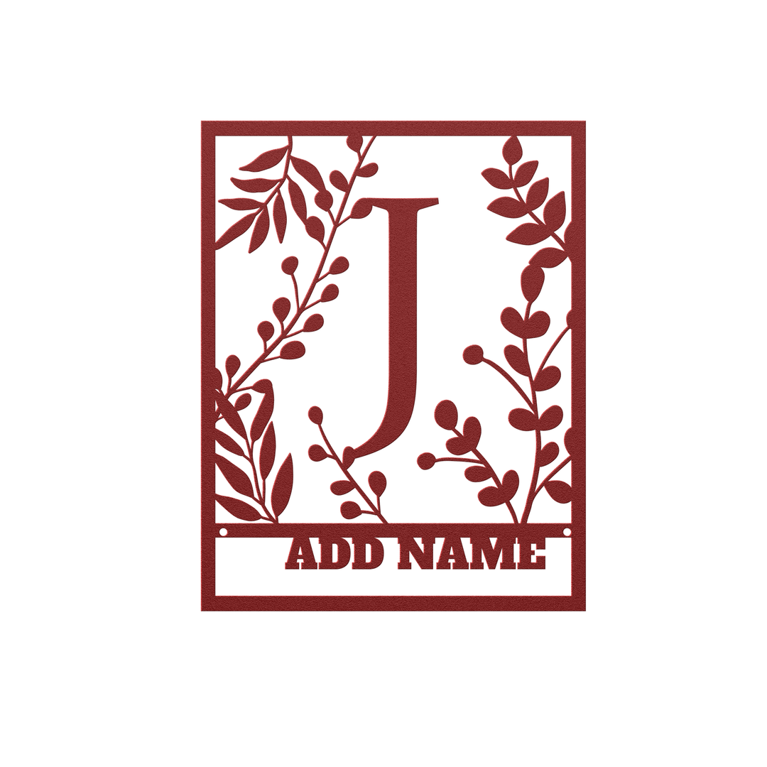 Die-Cut Metal Signs Floral monogram J