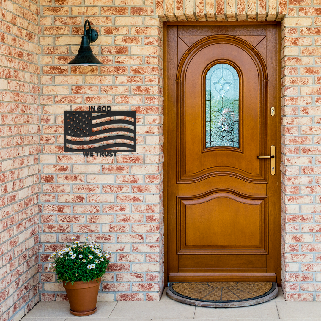 American Flag Metal Signs Wall Art AnywherePOD Black 12 Inch