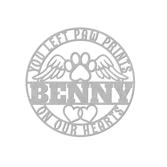 Pet Memorial Sign with Angel Wings and Paw Print/personalized