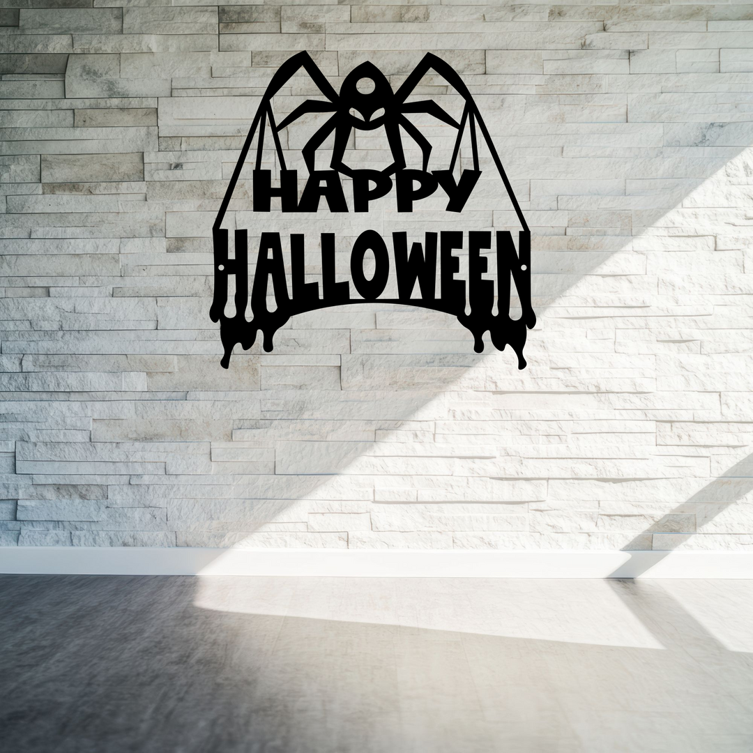 Happy Halloween Spider Metal Wall Art for Front Door Decor