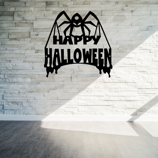 Happy Halloween Spider Metal Wall Art for Front Door Decor