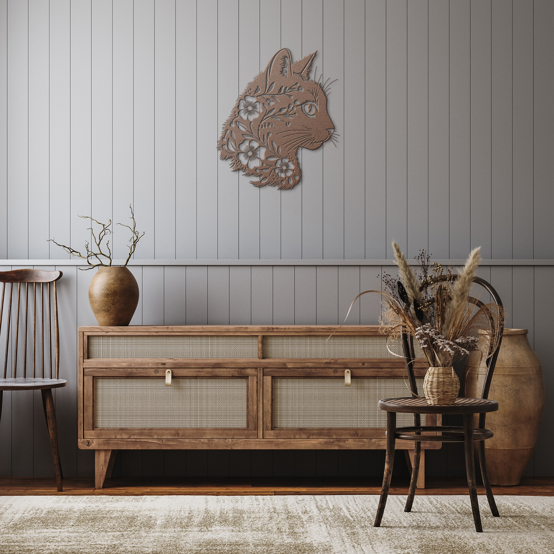 Artistic Cat Metal Wall Art - Indoor Outdoor Decor
