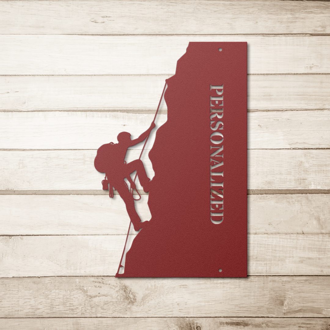 Die-Cut Metal Signs custom image of rock climber./Personalized