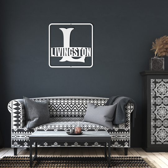 Split Monogram L - Personalized Metal Sign