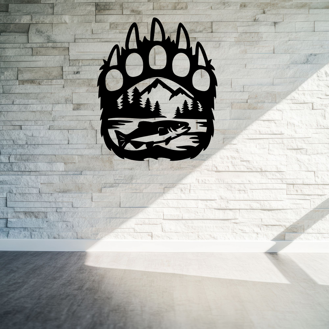 Bear Paw Metal Sign - Wilderness Cabin Decor