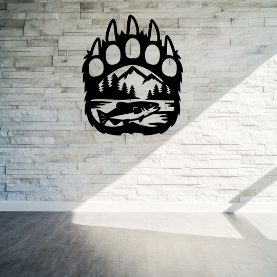 Bear Paw Metal Sign - Wilderness Cabin Decor