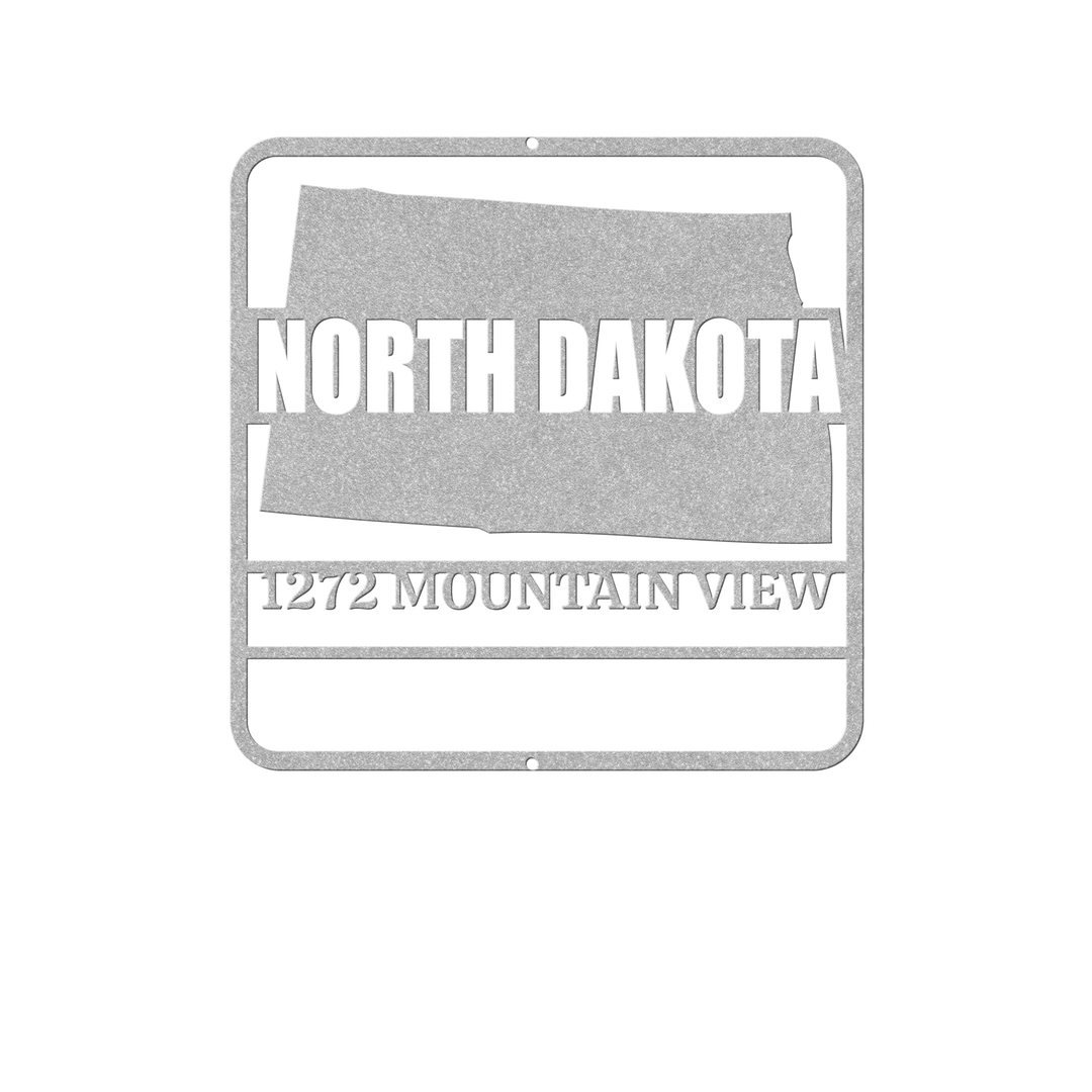 North Dakota Custom Metal Wall Art - Personalized Outdoor Address Plaque