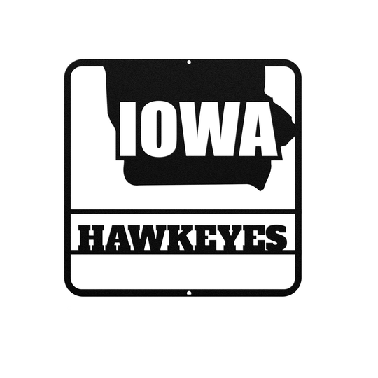 Custom Metal Wall Sign - Indoor Outdoor Decor Iowa map