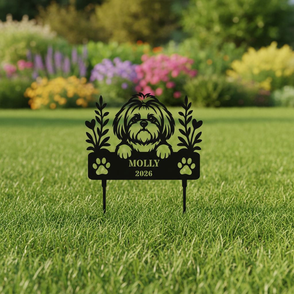 Memorial Shih Tzu personalized Sign with Name and Year