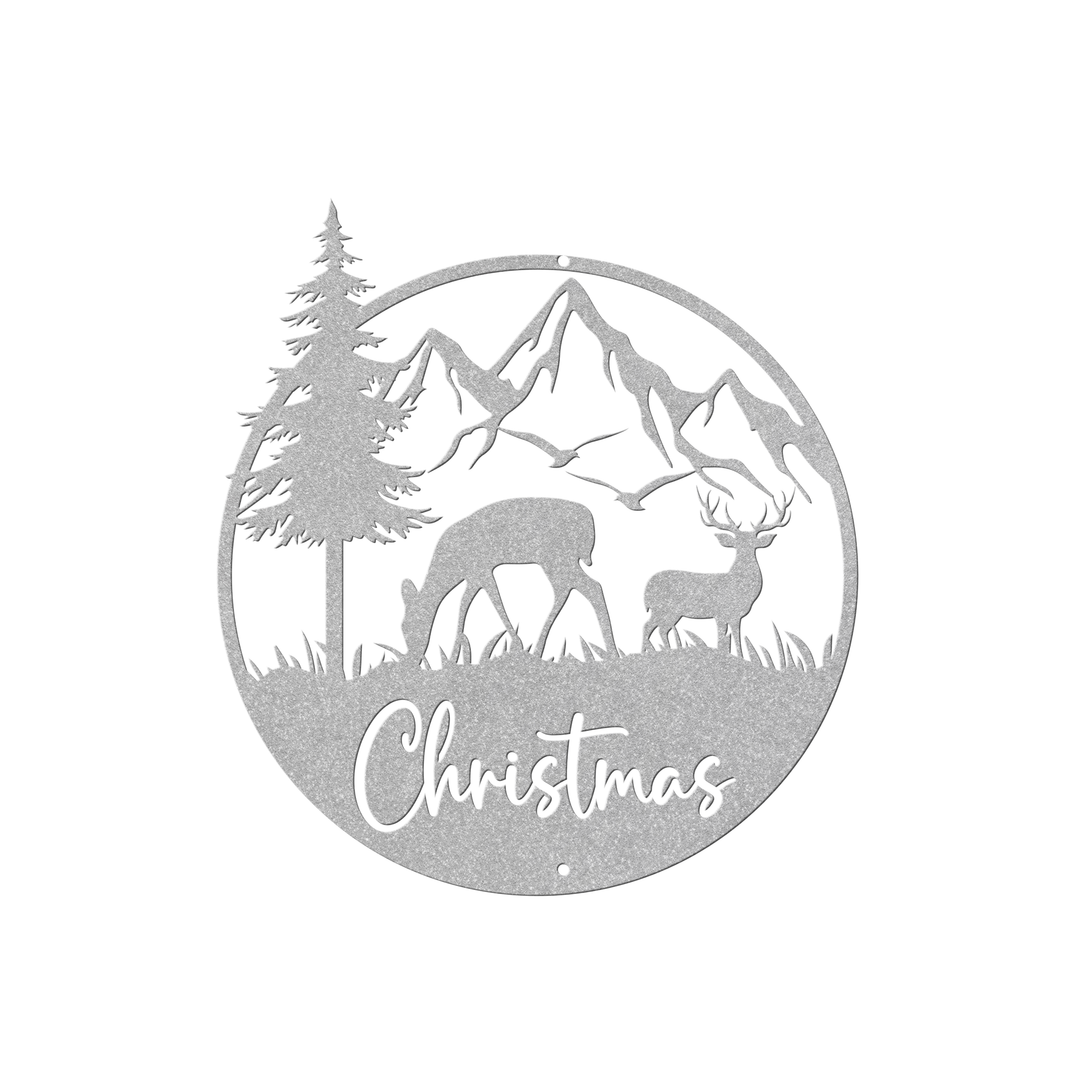 Christmas Deer Metal Sign – Rustic Holiday Wall Art