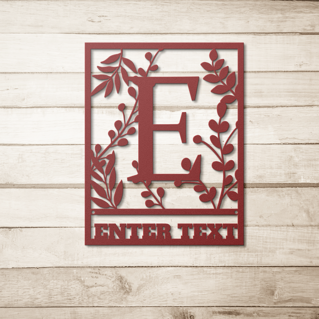 Die-Cut Metal Signs Floral monogram E