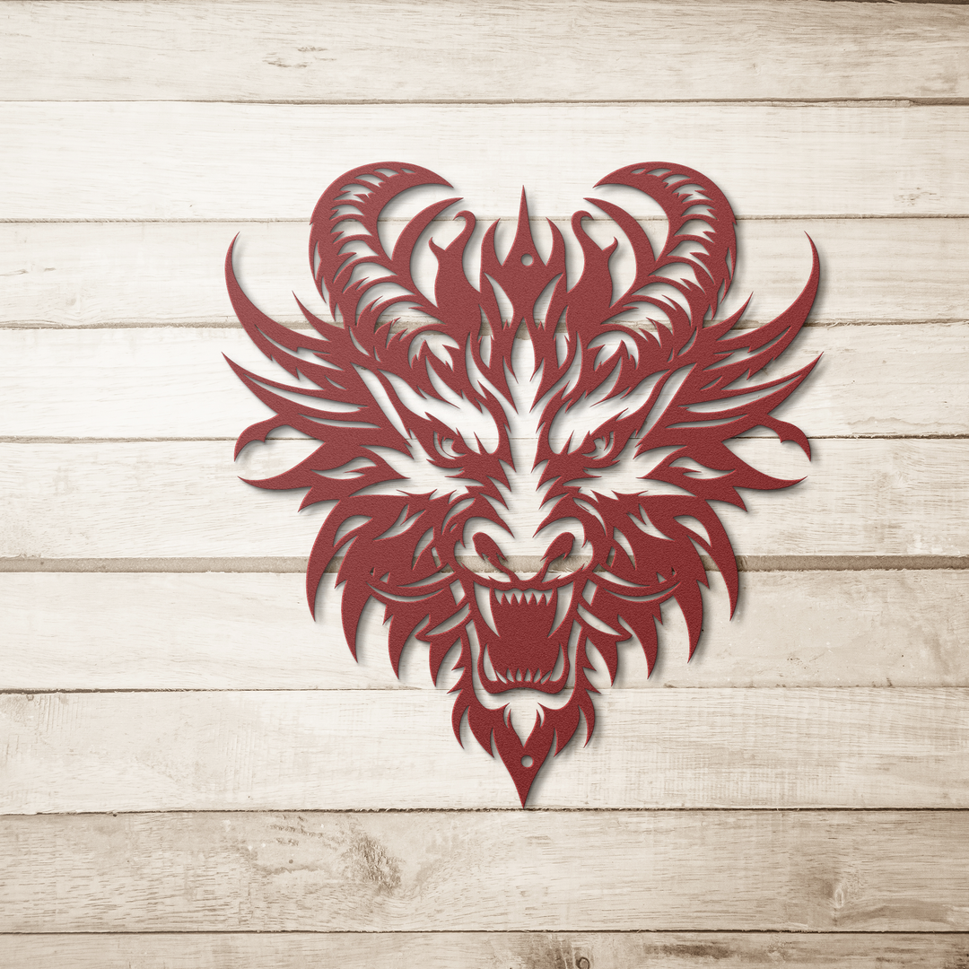 Mythical Dragon Head silhouette, Metal Signs fantasy wall art